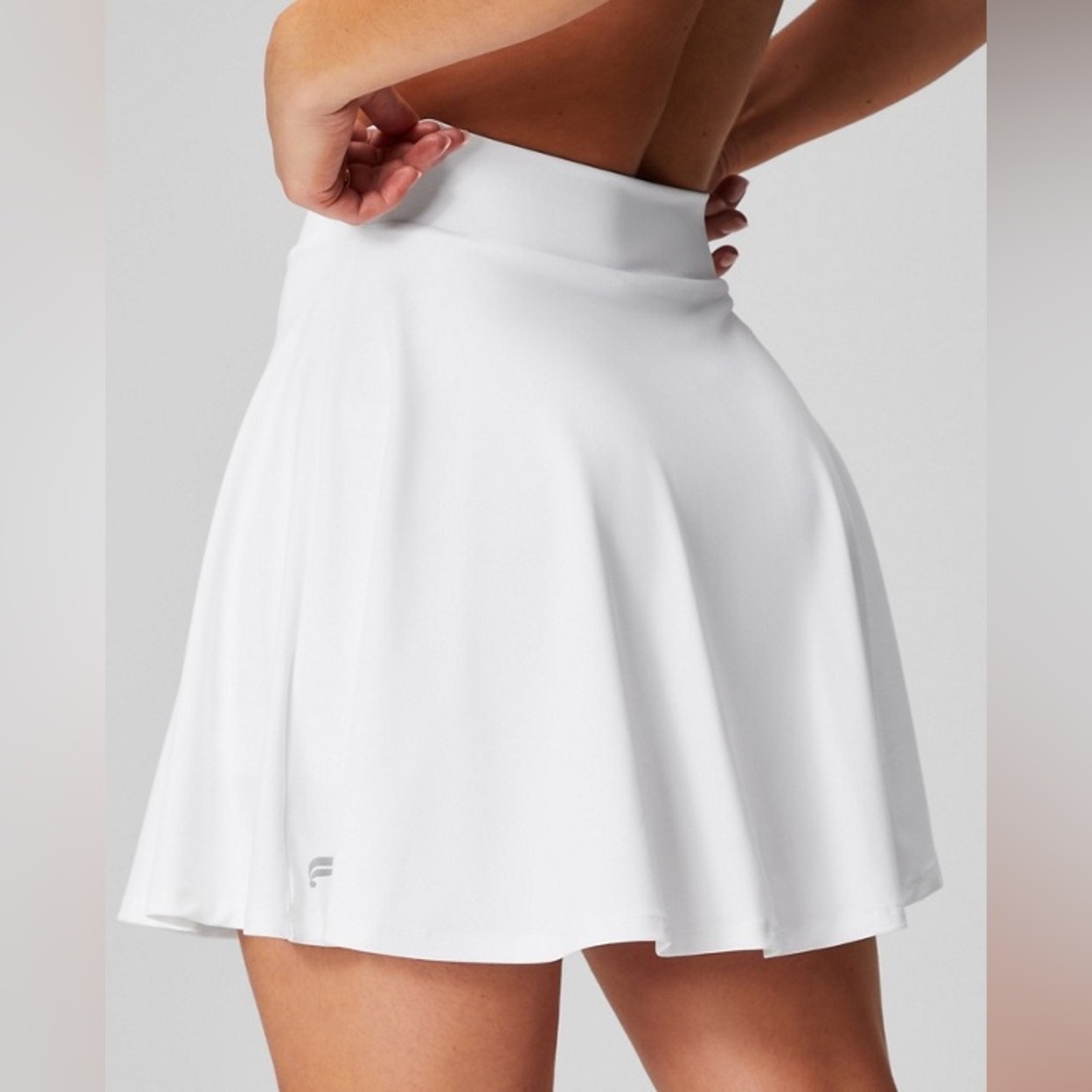 Fabletics White Pleated Skater Mini Skirt